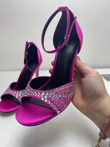 Rhinestone Open Toe Buckle Women's Ankle Strap High Stiletto Heel Sandals Runway - Bild 7 von 28