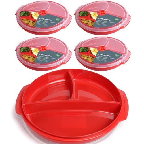 4 Set Fridgemate Food Storage Divided Microwave Container Plate Cover BPA Free