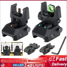 Tactical Foldable Fiber Optics Sight Flip-up Front & Rear Sights Picatinny Rail