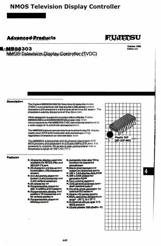 MB88303 / IC / DIP / 1 PIECE (dated1995-1998) NMOS Television Display Controller - Picture 5 of 6