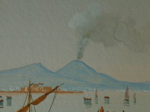 ?. Moretti - Vista Vesuvio con Palazzo Donn'Anna - Napoli XX secolo - Foto 12 di 12