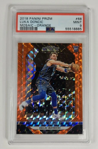 2018-19 Panini Prizm Mosaic Orange #68 Luka Doncic - Rookie RC - /99 - PSA 9