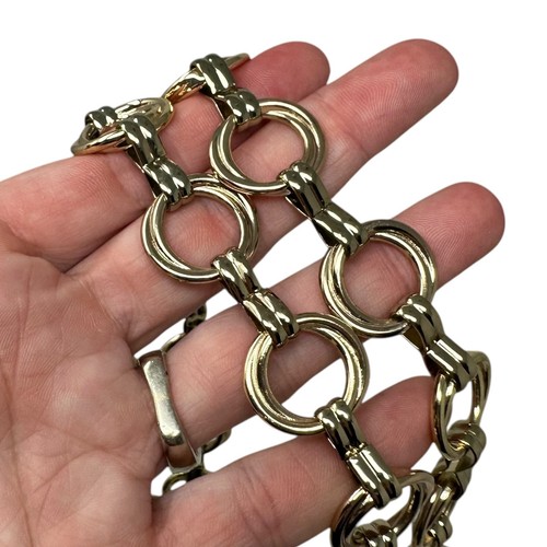 Vintage 90s Gold Tone Circle Link Belt 46” Adjustable Y2K Statement ¾” Wide - Picture 11 of 12