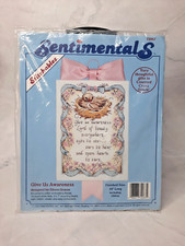 Vtg Dimensions Sentimentals Counted Cross Stitch Kit Give Us Awareness 72067
