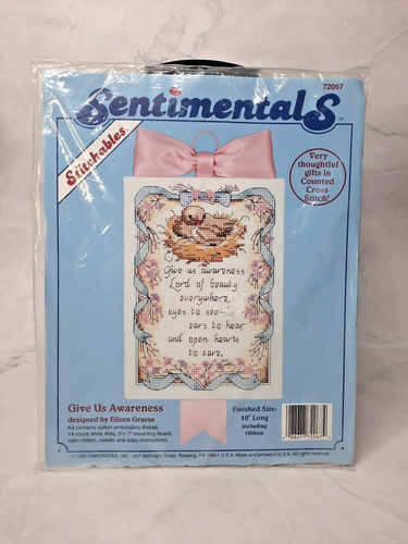 Vtg Dimensions Sentimentals Counted Cross Stitch Kit Give Us Awareness 72067 - Picture 1 of 6