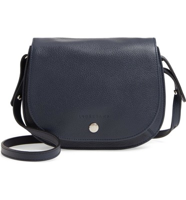 small navy leather handbag