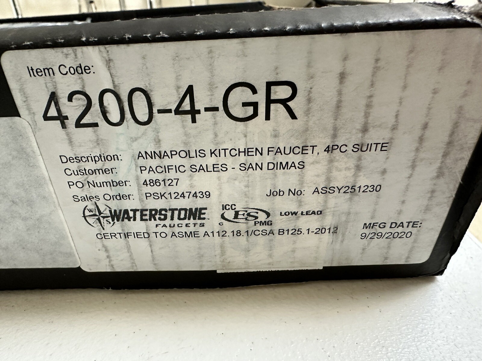 Waterstone 4200-4 Annapolis Kitchen Faucet 4pc. Suite - Graphite 4200-4-GR