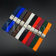 18-24 MM Color Silicone Rubber Watch Band Strap Deployment Clasp Fits for Timex