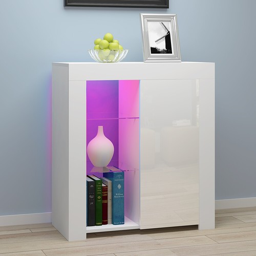 Living Room Cabinet Cupboard Sideboard Matt Body and High Gloss Door + LED Light - Picture 11 of 36