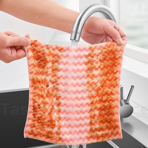 Coral Fleece Microfibre Cleaning Cloth Dish Car Glass Kitchen Towel Washing Rag - Picture 8 of 10