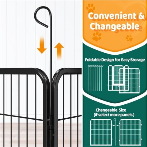 31.5�� Tall Dog Playpen Panels, 8 Panels Dog Playpen,Outdoor Indoor Fence w/Door - Picture 6 of 12