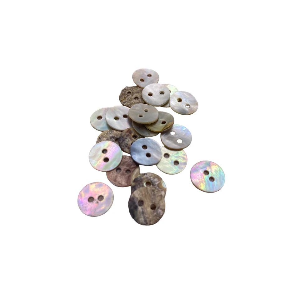 10mm Natural Mother of Pearl Shell Round Buttons 2 Hole Baby Doll Knitting - Image 2 of 4