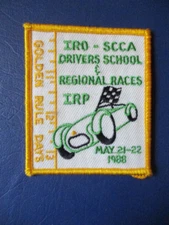 Vtg 1988 Race  IRO DRIVERS SCHOOL IRP IN Raceway Park Car Racing Patch 3 1/2"