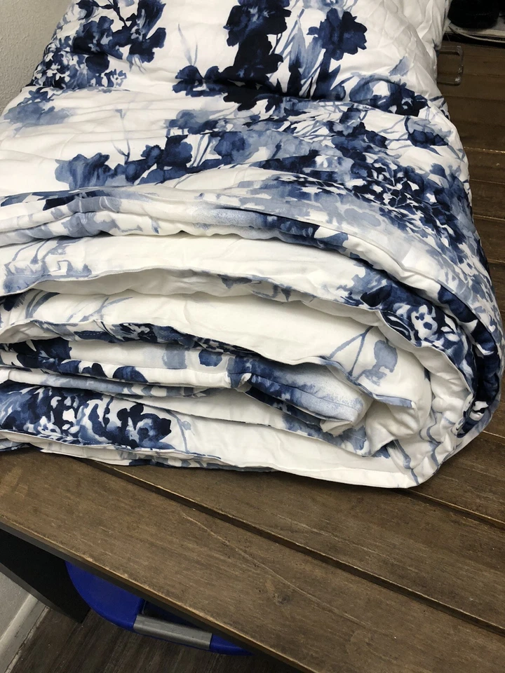 Edredón Ralph Lauren Flora Queen Chinoiserie Azul Floral 94x96 Algodón Usado en Excelente Condición Foto 2 de 4