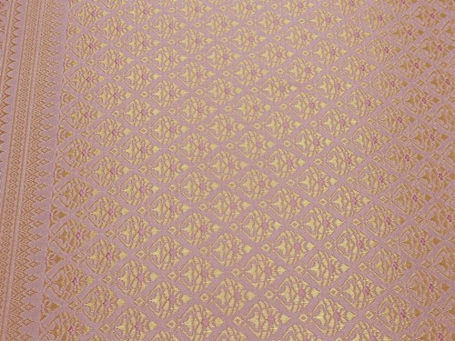 Light Pink Thai Silk Traditional Fabric Wedding Dress Damask Pattern 40' Drape - Picture 5 of 7
