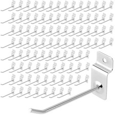 100Pcs Slatwall Hooks 4 Inch Sliver Carbon Steel Slat Wall Accessories Heavy ...
