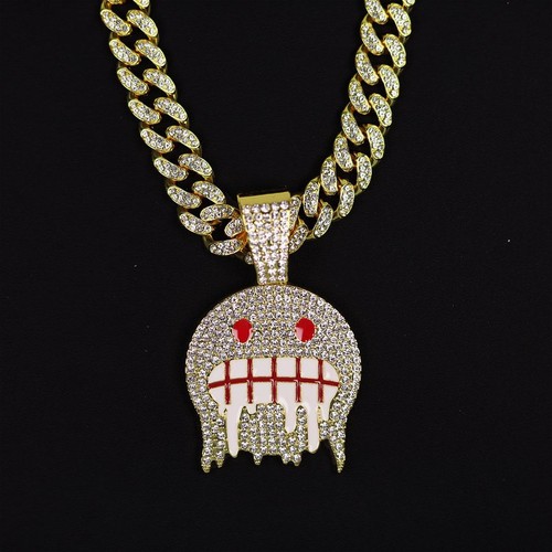 Collana Catena Metallo Fantasma Freddo Multicolore Moderna Cristallo Pietra Link Inciso - Foto 10 di 32