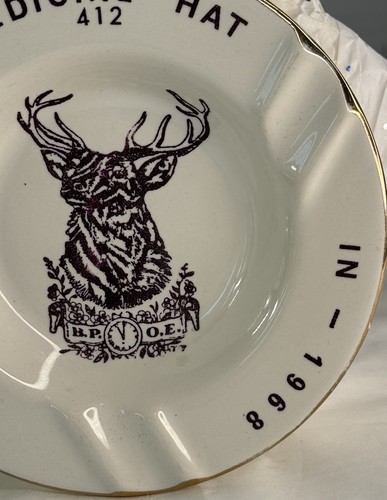 VTG Hycraft Medicine Hat Alberta Canada B.P.O.E. 1968 Elks Lodge Ashtray 22KGold - Picture 4 of 11