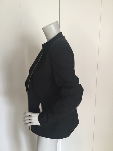 Thomas WYLDE Black Asymmetric Zip Jacket Blazer Size 4 - Picture 4 of 8
