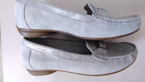 GABOR * NEW * SIZE 6.5 UK GREY & SILVER SPLASH LADIES SUEDE MOCCASIN - Picture 8 of 11