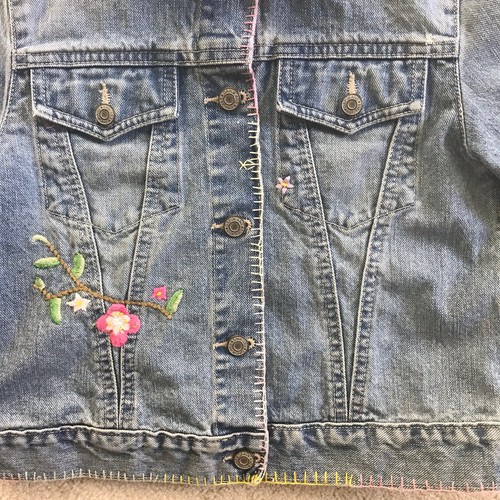 Gap Kids Girls Blue Denim Jean Jacket Button Front Embroidered Size 5/6 - Picture 5 of 12