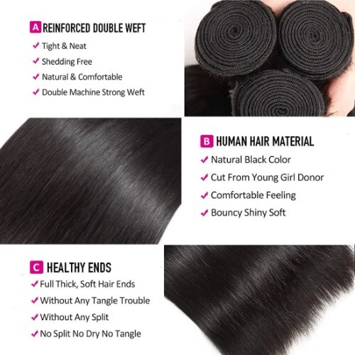 Bundles Human Hair Double Drawn Vietnamese Raw Straight Human Hair WeaveBlack  - Bild 3 von 15