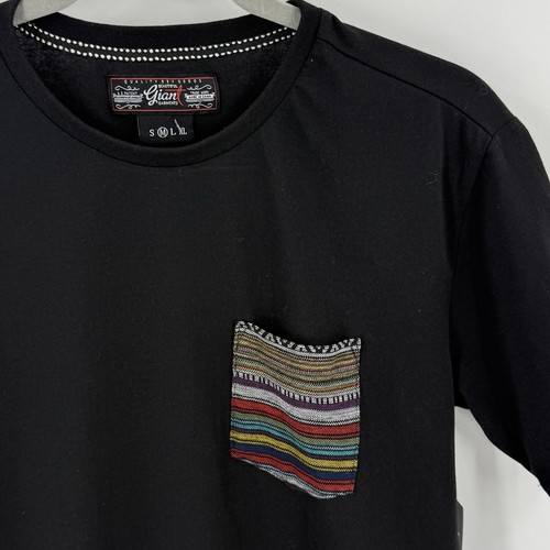 Beautiful Giant Jacquard Chest Pocket T Shirt Mens Size Medium Black NEW - Picture 3 of 6