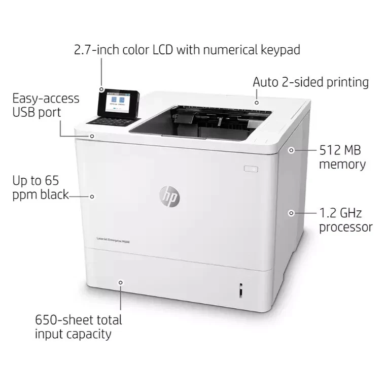 HP LASERJET ENTERPRISE M608N A4 ULTRA FAST 61PPM NETWORK USB MONO LASER PRINTER - Image 2 of 4