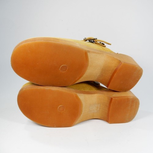 RE/DONE Suede 70s Classic Clogs Size 38 8 Yellow Suede Wooden Platform NEW - Picture 8 of 12