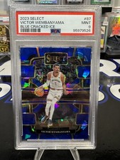 2023 Panini Select Victor Wembanyama Blue Cracked Ice Rookie RC #87 PSA 9 MINT