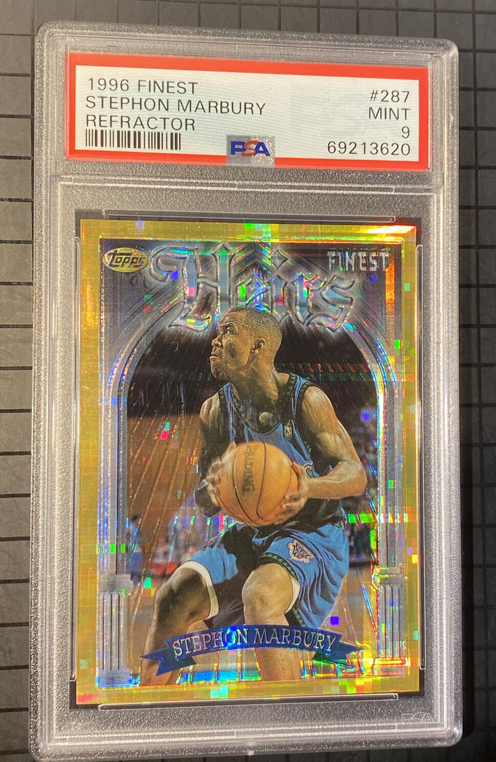 Stephon Marbury 1996-97 Topps Finest Rookie Gold Heirs Refractor #287 PSA 9 Rare