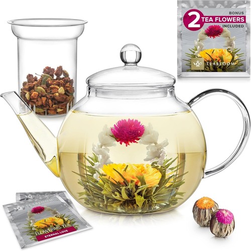 Stovetop & Microwave Safe Glass Teapot 40 oz with Removable Loose Tea Glass I... - Picture 2 of 9