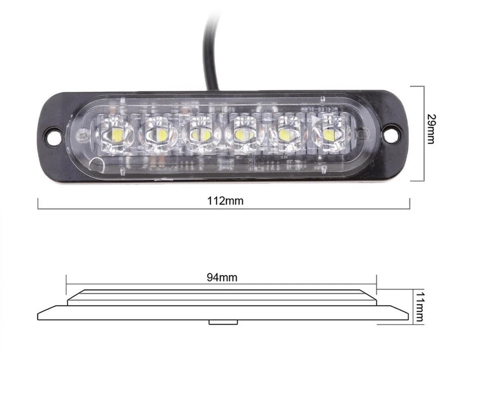 4x Luci ingombro Lampeggianti 6Led Bianco Posizione Luci Soccorso Autocarri - Immagine 2 di 4