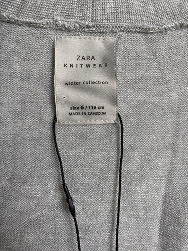 NWT ZARA Girls Knitwear Winter Collection Cardigan Sweater Size 6 Lt Gray - Picture 4 of 5