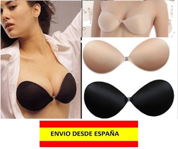 SUJETADOR INVISIBLE COPA C BEIGE BRASSIERE SUPER C�MODO Y SEGURO ESCOTE ELEGANTE