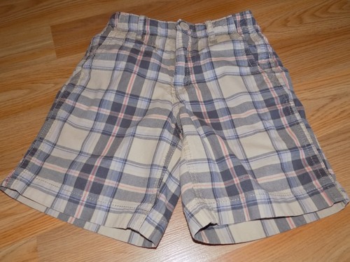 Boy's Size 6 Regular Gap Kids Brown Tan Orange Plaid Print Summer Shorts EUC - Picture 1 of 3