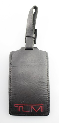 TUMI 'Alpha' Black / Red Leather Luggage Tag - Large - Picture 2 of 2