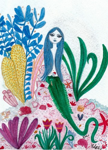 Eden: Five by seven inch original watercolor painting, (Mermaids, Lamia)   | eBay