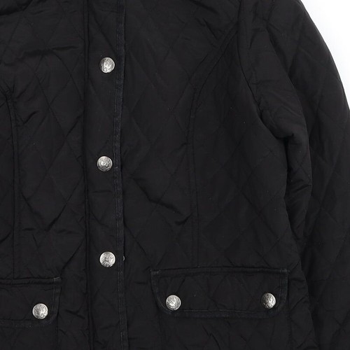 DASH Womens Black Quilted Coat Size 12 Zip - Picture 10 of 12