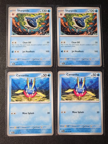 4x Sharpedo 043/162 y 4x Carvanha 042/162 Tarjeta Pokémon SV Fuerzas Temporales Casi Nuevo - Imagen 2 de 2