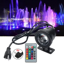 10/20W RGB LED Submersible Pond Spot Lights Underwater Pool Fountain + Remote US