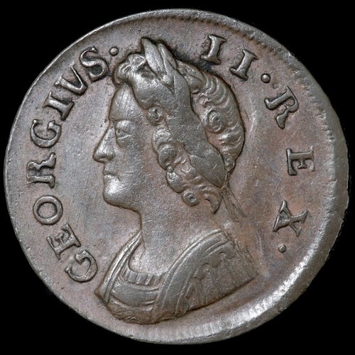 Georg II, 1727-60. Farthing, 1736. Breites Datum.
