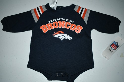 Bebé/Bebé Denver Broncos 0/3 Meses Nuevo con Etiquetas Creeper Una Pieza (Azul Marino) Equipo NFL - Imagen 1 de 4