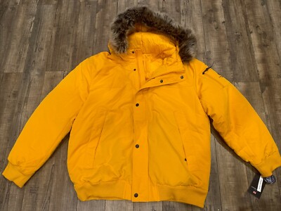London Fog Short Snorkel Hooded Bomber Jacket XXL Antique Yellow