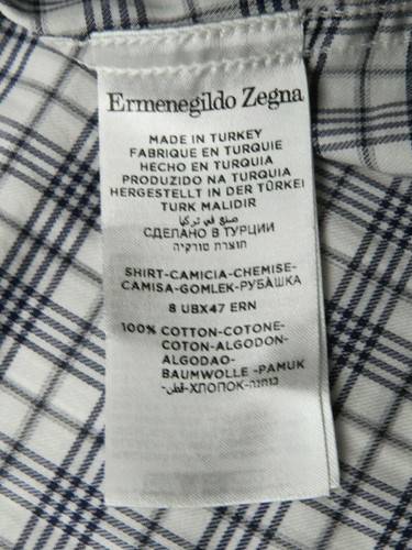 Camisa de vestir para hombre Ermenegildo Zegna a cuadros gris algodón diseñador - Imagen 6 de 7