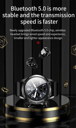 Smart Watch Stereo Mini Earbuds Wireless Bluetooth Headset Sport Fitness Watch - Picture 6 of 10