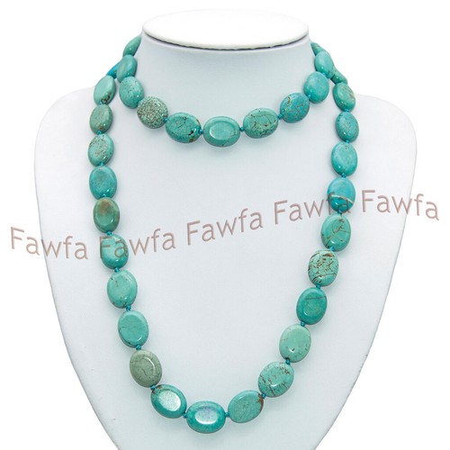 Natural 13x18mm Green Turquoise Oval Egg-shaped Gemstone Beads Necklace 16-48'' - Picture 13 of 15