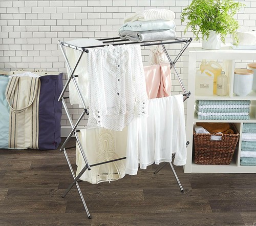 Stainless Steel Indoor Airer Chrome Metal Foldable Portable Clothes Drier Large - Picture 2 of 5