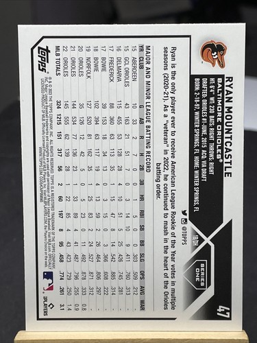 2023 Topps Serie 1 Ryan Mountcastle #47 Baltimore Orioles Baseballkarte - Bild 2 von 12