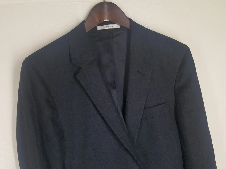 Blazer CLUB MONACO Reciente Hecho en Italia 100% Lino Negro 2Btn 36 Slim-Fit 34-35 R Foto 2 de 4